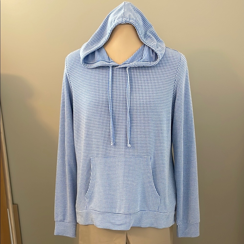 Blue Gingham Men's Hoodie Sweater